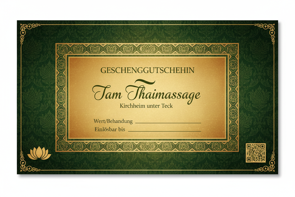 Geschenkgutschein Tam Thaimassage